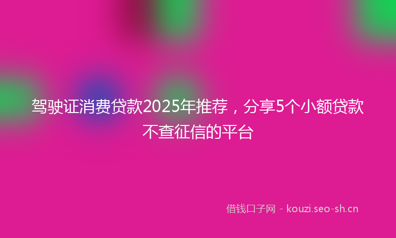 驾驶证消费贷款2025年推荐，分享5个小额贷款不查征信的平台