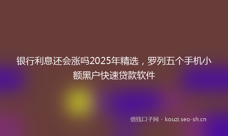 银行利息还会涨吗2025年精选，罗列五个手机小额黑户快速贷款软件