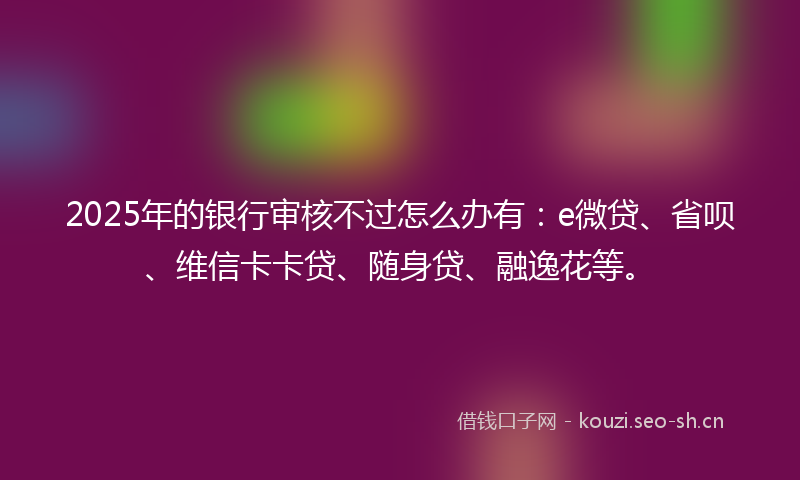 2025年的银行审核不过怎么办有：e微贷、省呗、维信卡卡贷、随身贷、融逸花等。