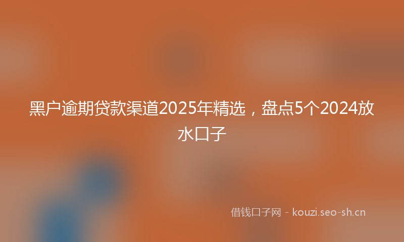 黑户逾期贷款渠道2025年精选，盘点5个2024放水口子