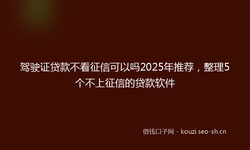 驾驶证贷款不看征信可以吗2025年推荐，整理5个不上征信的贷款软件