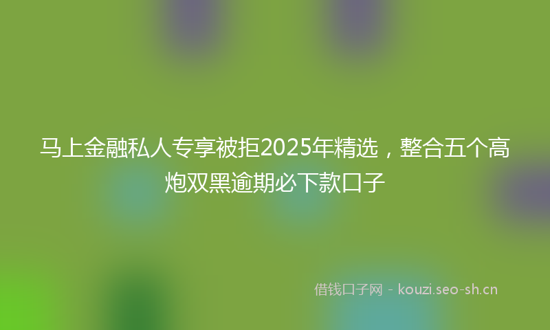 马上金融私人专享被拒2025年精选，整合五个高炮双黑逾期必下款口子