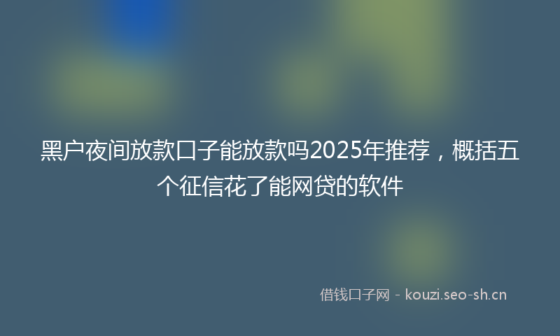 黑户夜间放款口子能放款吗2025年推荐,概括五个征信花了能网贷的软件