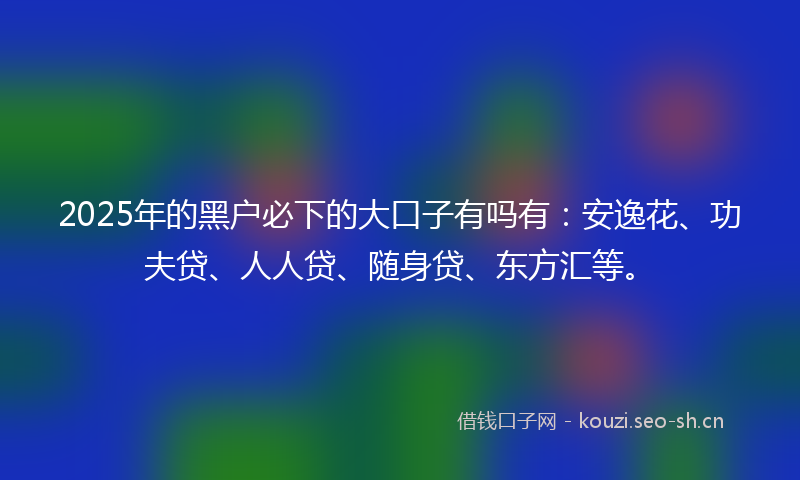 2025年的黑户必下的大口子有吗有：安逸花、功夫贷、人人贷、随身贷、东方汇等。
