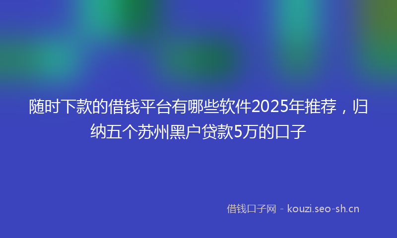 随时下款的借钱平台有哪些软件2025年推荐，归纳五个苏州黑户贷款5万的口子