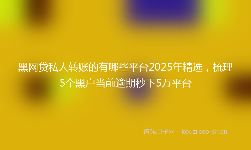 黑网贷私人转账的有哪些平台2025年精选，梳理5个黑户当前逾期秒下5万平台