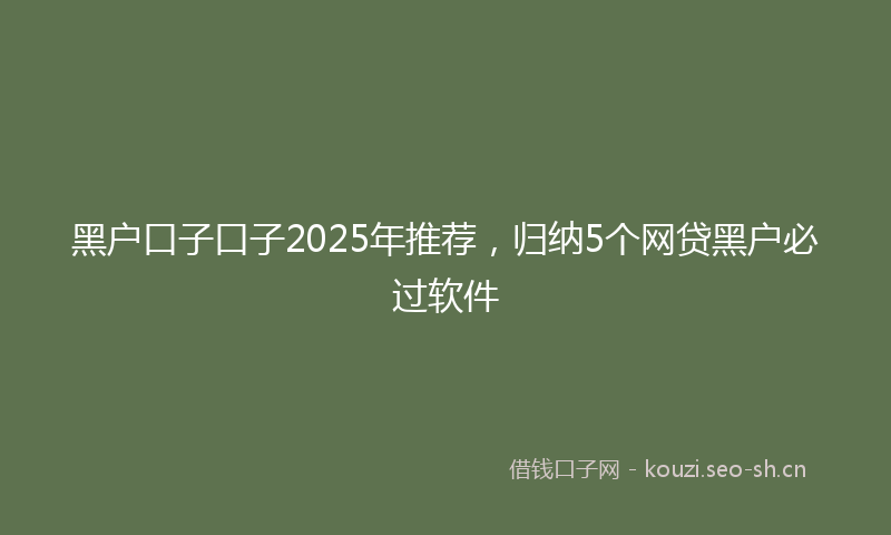 黑户口子口子2025年推荐,归纳5个网贷黑户必过软件