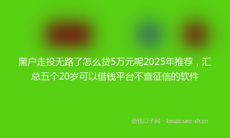 黑户走投无路了怎么贷5万元呢2025年推荐，汇总五个20岁可以借钱平台不查征信的软件