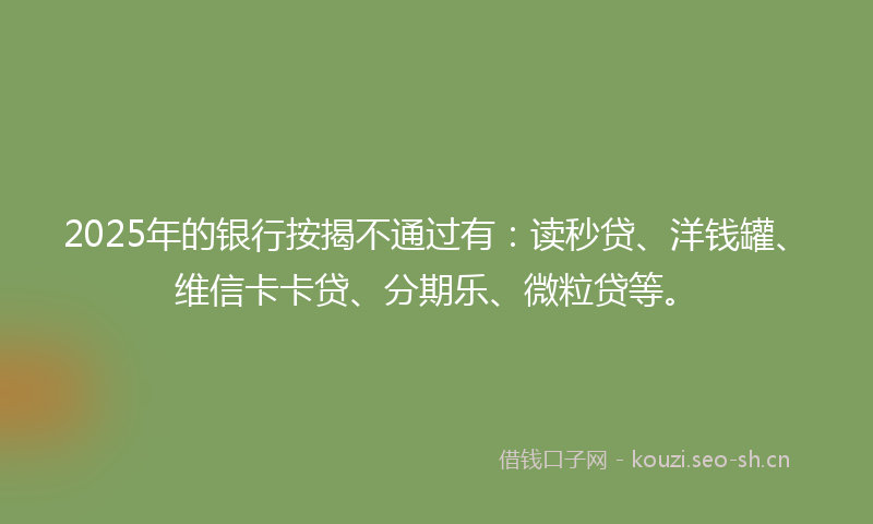2025年的银行按揭不通过有：读秒贷、洋钱罐、维信卡卡贷、分期乐、微粒贷等。