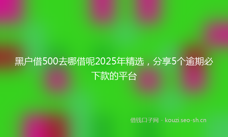 黑户借500去哪借呢2025年精选，分享5个逾期必下款的平台
