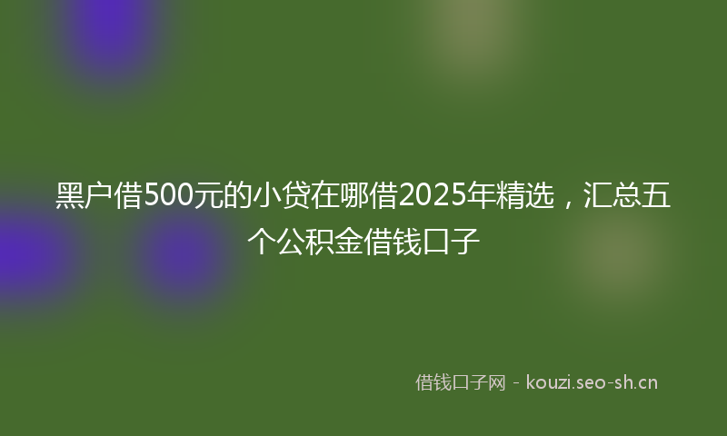黑户借500元的小贷在哪借2025年精选,汇总五个公积金借钱口子