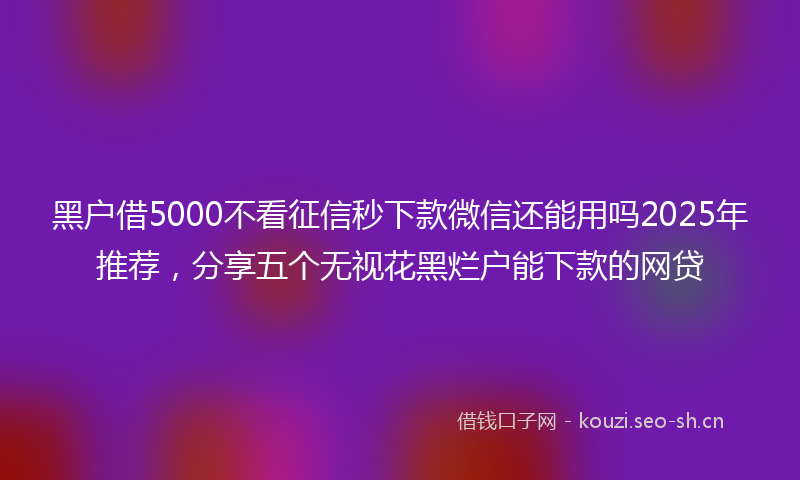黑户借5000不看征信秒下款微信还能用吗2025年推荐,分享五个无视花黑烂户能下款的网贷