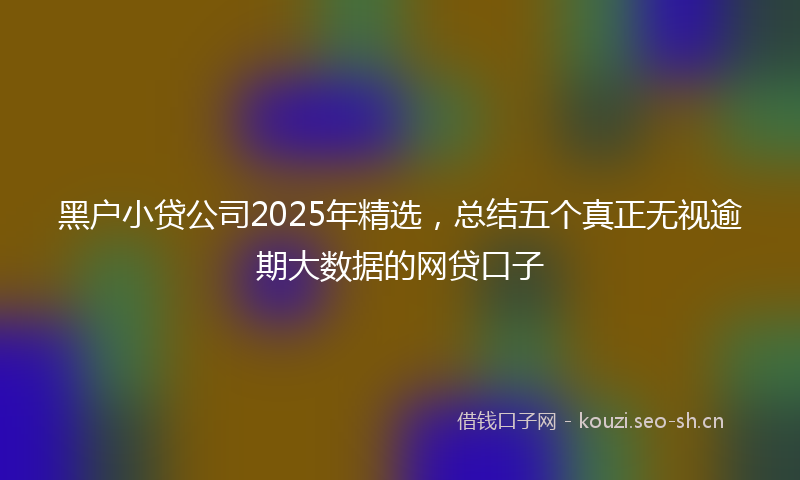 黑户小贷公司2025年精选,总结五个真正无视逾期大数据的网贷口子