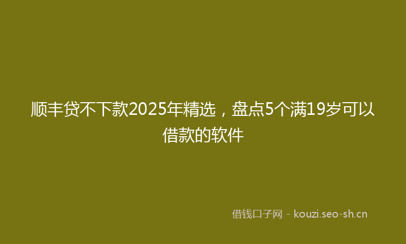 顺丰贷不下款2025年精选，盘点5个满19岁可以借款的软件
