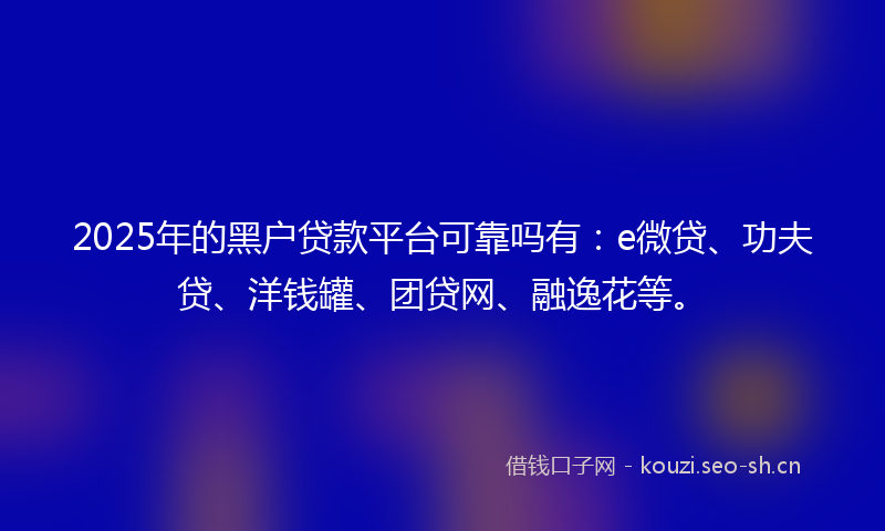 2025年的黑户贷款平台可靠吗有：e微贷、功夫贷、洋钱罐、团贷网、融逸花等。