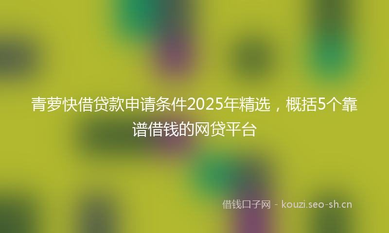 青萝快借贷款申请条件2025年精选,概括5个靠谱借钱的网贷平台