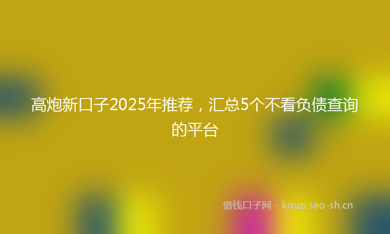 高炮新口子2025年推荐，汇总5个不看负债查询的平台