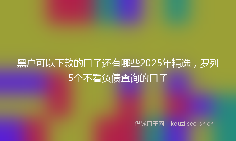 黑户可以下款的口子还有哪些2025年精选,罗列5个不看负债查询的口子