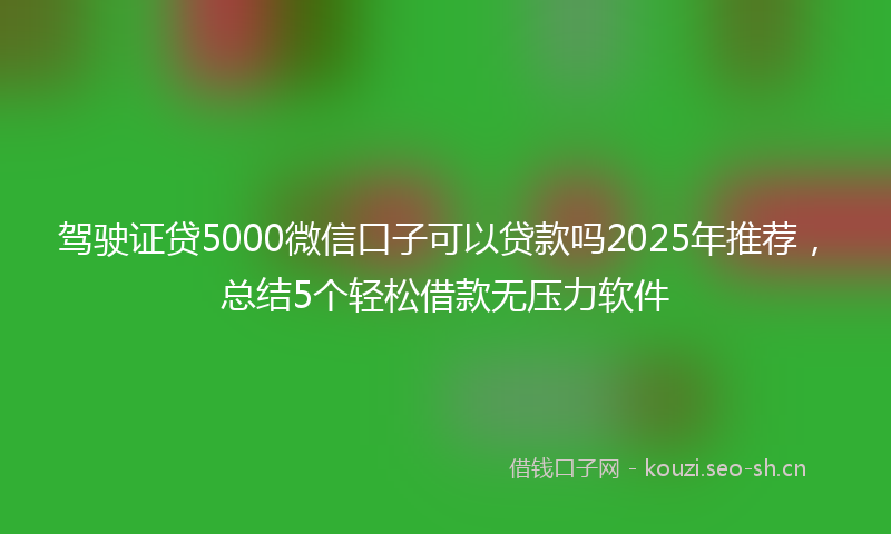 驾驶证贷5000微信口子可以贷款吗2025年推荐，总结5个轻松借款无压力软件