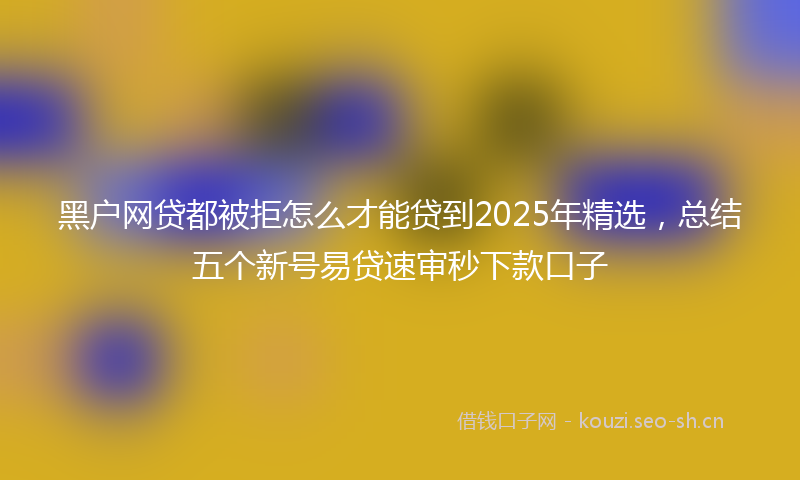 黑户网贷都被拒怎么才能贷到2025年精选，总结五个新号易贷速审秒下款口子