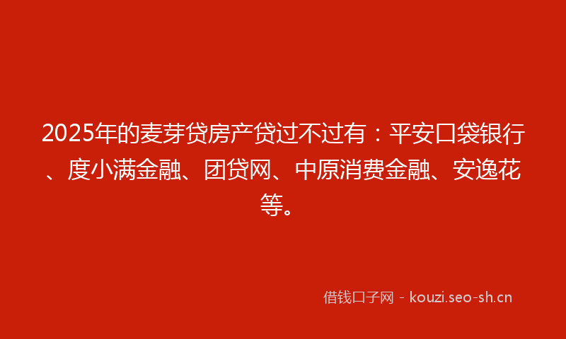 2025年的麦芽贷房产贷过不过有：平安口袋银行、度小满金融、团贷网、中原消费金融、安逸花等。
