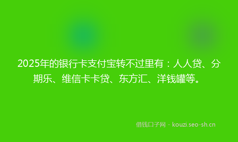 2025年的银行卡支付宝转不过里有：人人贷、分期乐、维信卡卡贷、东方汇、洋钱罐等。