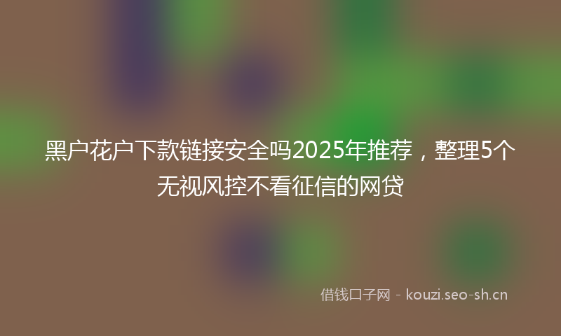 黑户花户下款链接安全吗2025年推荐，整理5个无视风控不看征信的网贷