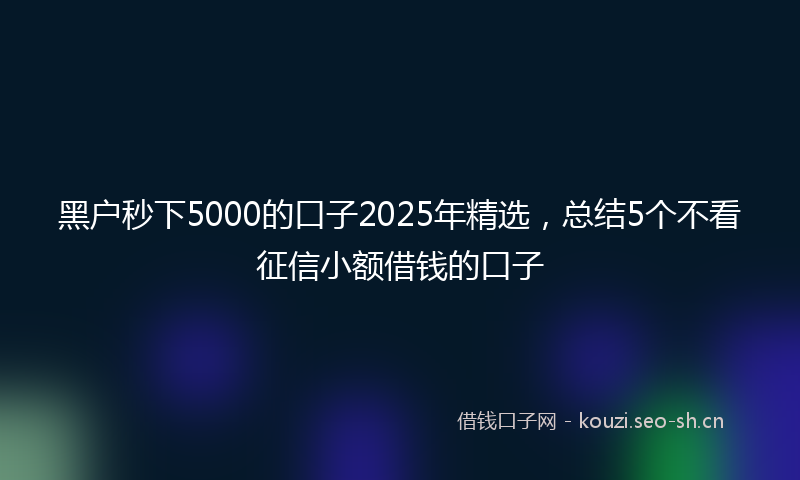 黑户秒下5000的口子2025年精选,总结5个不看征信小额借钱的口子