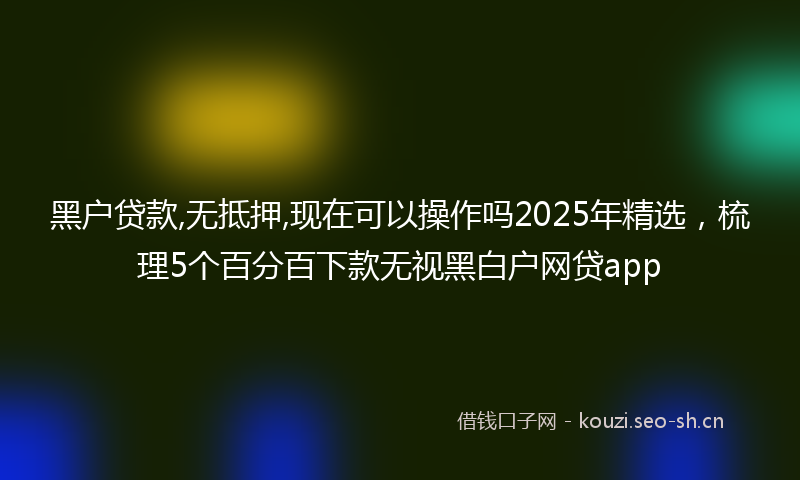 黑户贷款,无抵押,现在可以操作吗2025年精选,梳理5个百分百下款无视黑白户网贷app