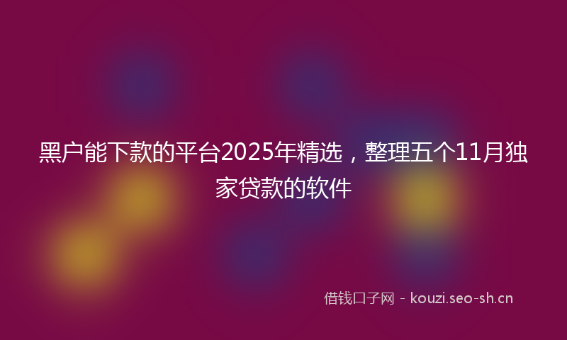 黑户能下款的平台2025年精选，整理五个11月独家贷款的软件