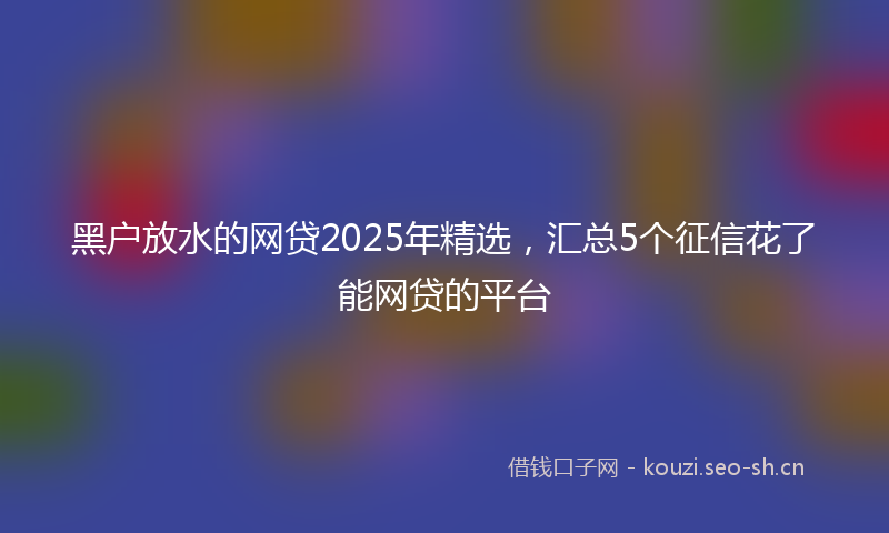 黑户放水的网贷2025年精选，汇总5个征信花了能网贷的平台