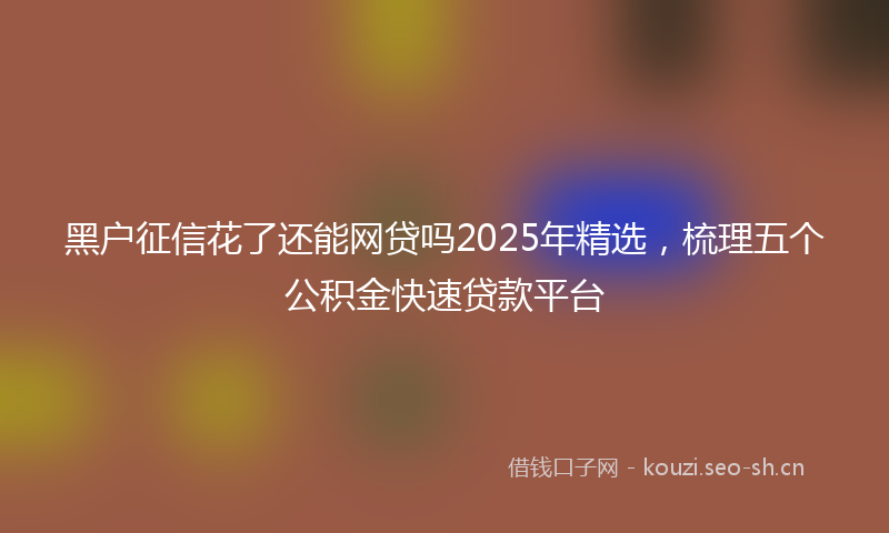 黑户征信花了还能网贷吗2025年精选，梳理五个公积金快速贷款平台