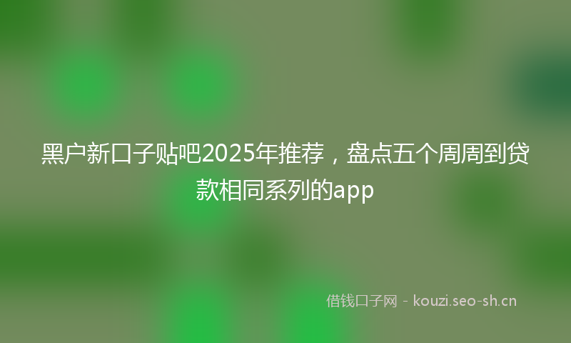 黑户新口子贴吧2025年推荐,盘点五个周周到贷款相同系列的app