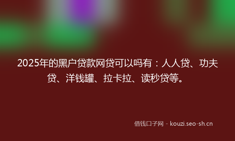 2025年的黑户贷款网贷可以吗有：人人贷、功夫贷、洋钱罐、拉卡拉、读秒贷等。