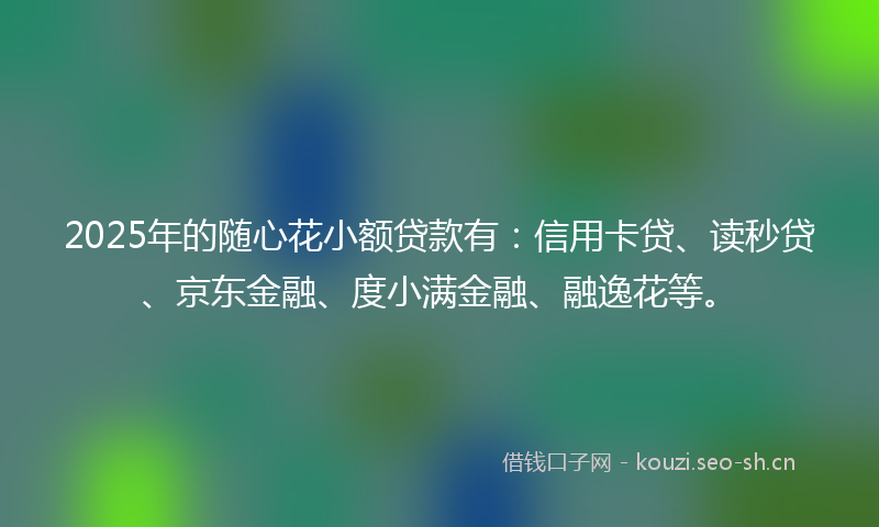 2025年的随心花小额贷款有：信用卡贷、读秒贷、京东金融、度小满金融、融逸花等。