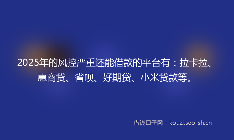 2025年的风控严重还能借款的平台有：拉卡拉、惠商贷、省呗、好期贷、小米贷款等。