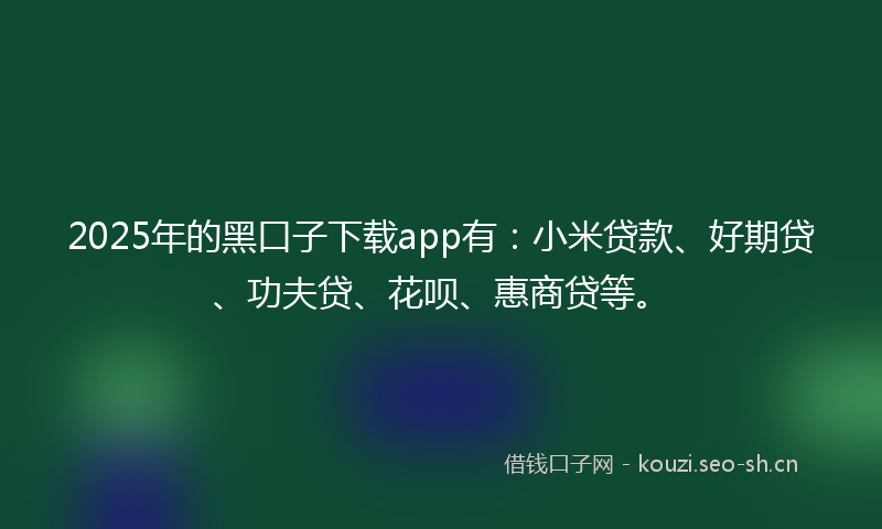 2025年的黑口子下载app有：小米贷款、好期贷、功夫贷、花呗、惠商贷等。
