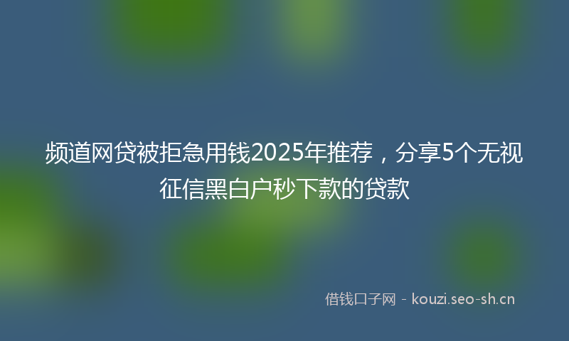 频道网贷被拒急用钱2025年推荐，分享5个无视征信黑白户秒下款的贷款