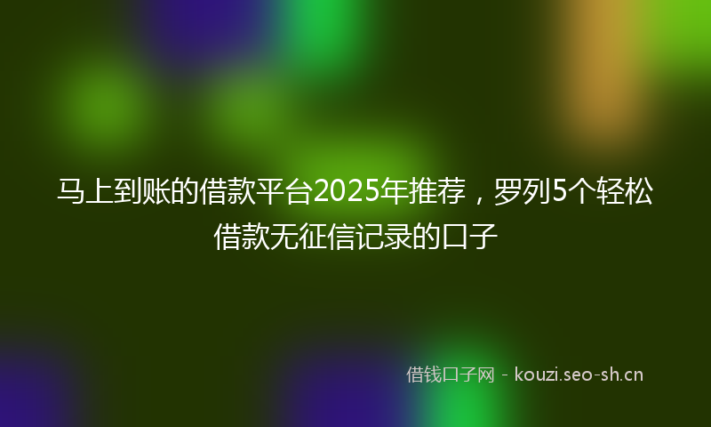 马上到账的借款平台2025年推荐，罗列5个轻松借款无征信记录的口子