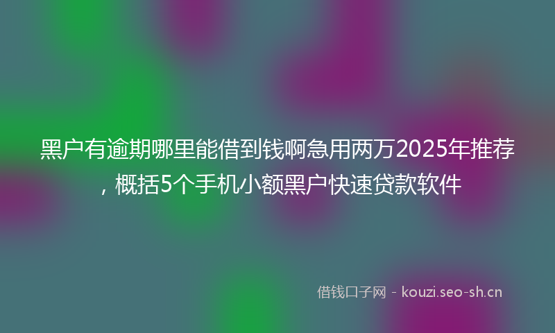 黑户有逾期哪里能借到钱啊急用两万2025年推荐，概括5个手机小额黑户快速贷款软件