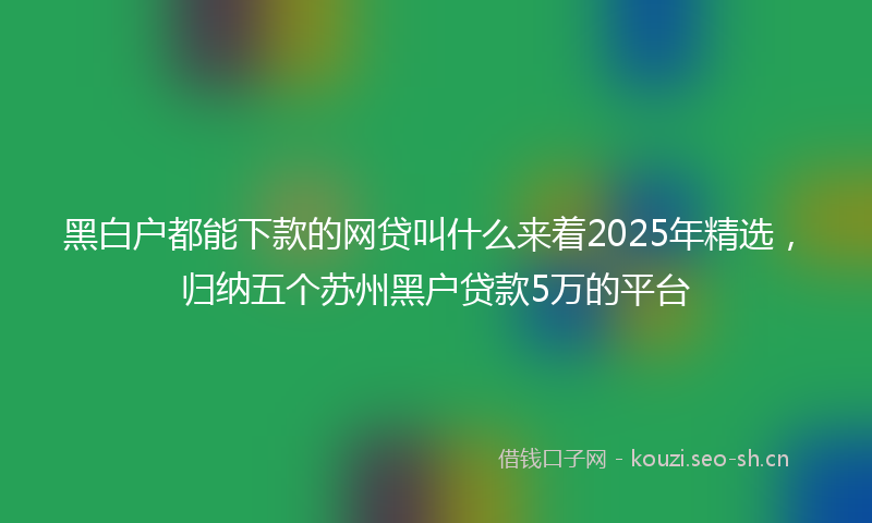 黑白户都能下款的网贷叫什么来着2025年精选，归纳五个苏州黑户贷款5万的平台