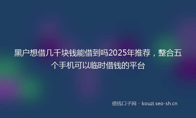 黑户想借几千块钱能借到吗2025年推荐，整合五个手机可以临时借钱的平台