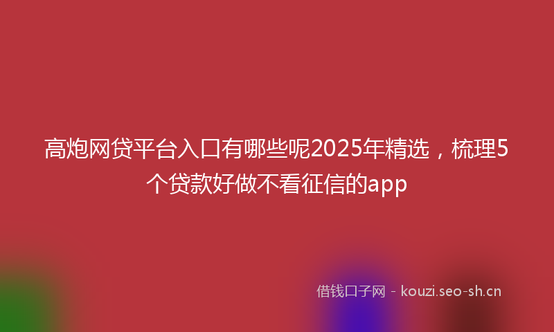 高炮网贷平台入口有哪些呢2025年精选，梳理5个贷款好做不看征信的app