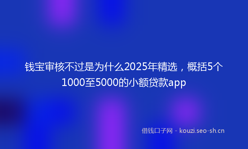 钱宝审核不过是为什么2025年精选，概括5个1000至5000的小额贷款app