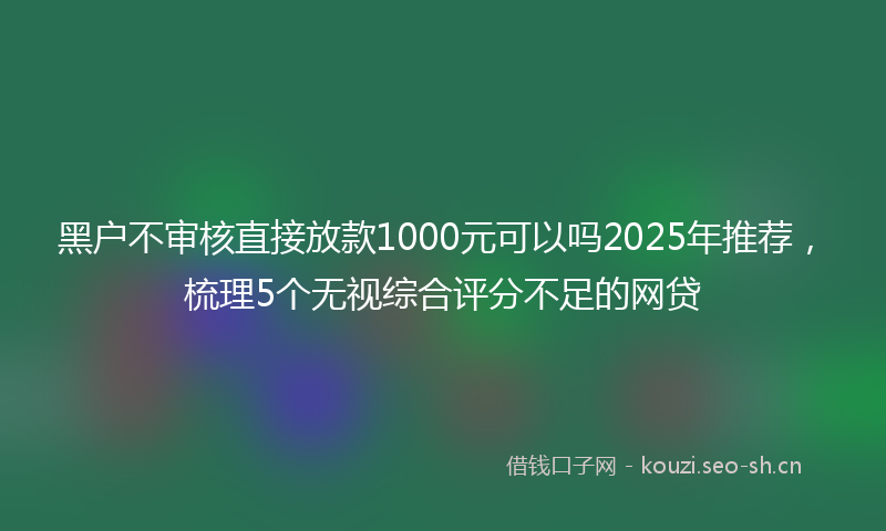 黑户不审核直接放款1000元可以吗2025年推荐，梳理5个无视综合评分不足的网贷