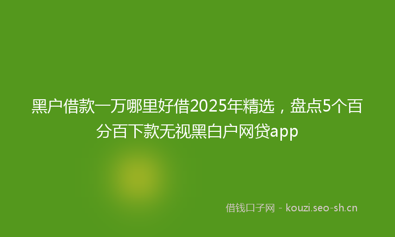 黑户借款一万哪里好借2025年精选，盘点5个百分百下款无视黑白户网贷app