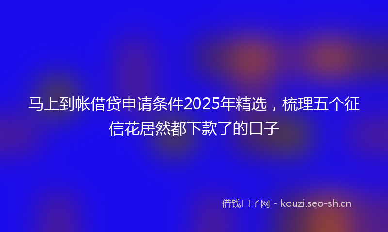 马上到帐借贷申请条件2025年精选，梳理五个征信花居然都下款了的口子