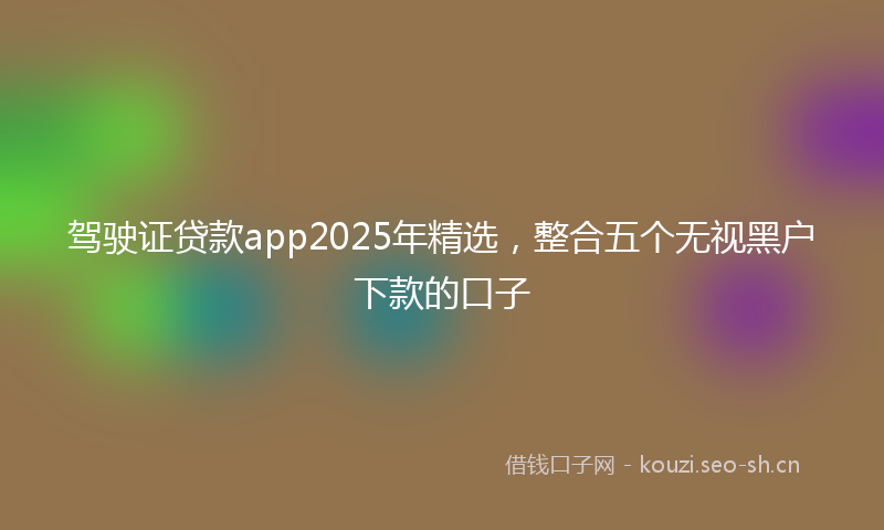 驾驶证贷款app2025年精选，整合五个无视黑户下款的口子