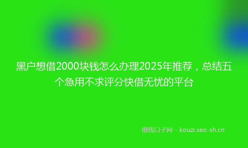 黑户想借2000块钱怎么办理2025年推荐,总结五个急用不求评分快借无忧的平台