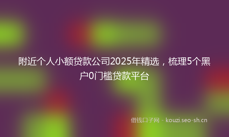 附近个人小额贷款公司2025年精选，梳理5个黑户0门槛贷款平台